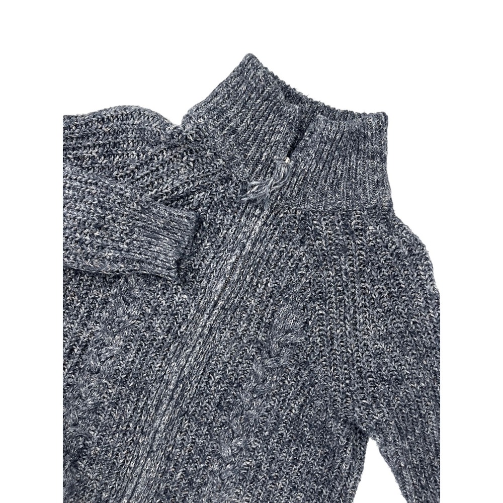 Abercrombie & Fitch Mens Medium Full Zip Cable Knit Cardigan Sweater Marled Blue